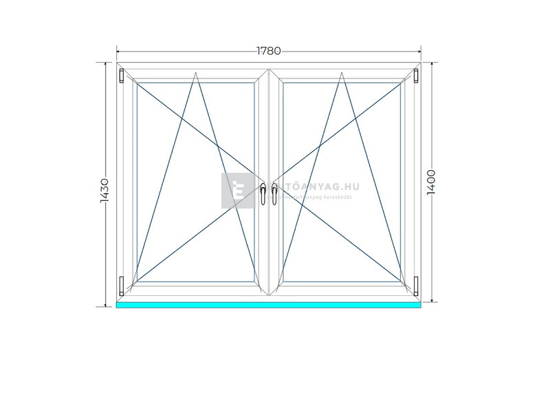 Königablak Veka 76 MD 3r üv BNY-BNY 180x145 cm fehér kétszárnyú tokosztott ablak