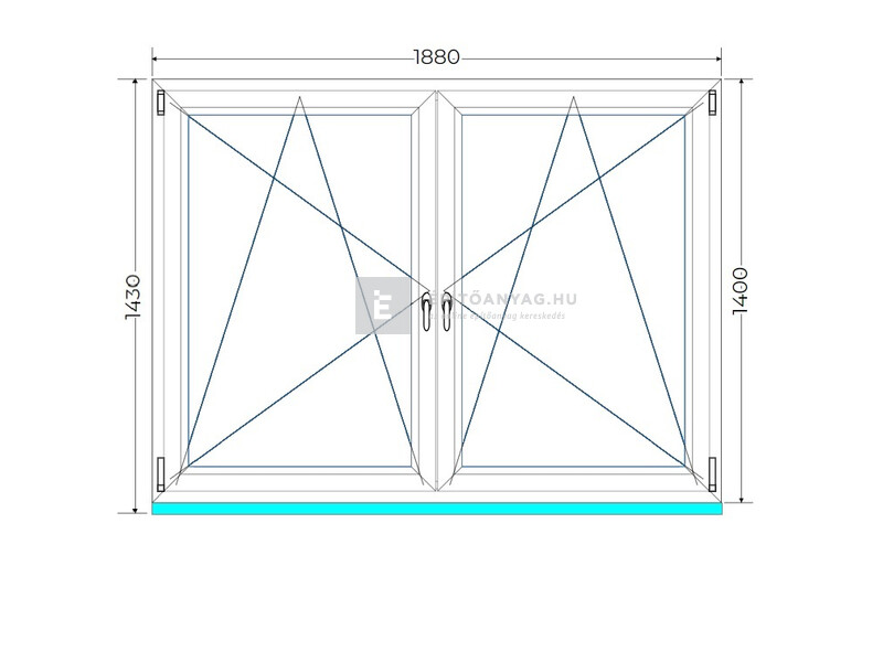 Königablak Veka 76 MD 3r üv BNY-BNY 190x145 cm fehér kétszárnyú tokosztott ablak