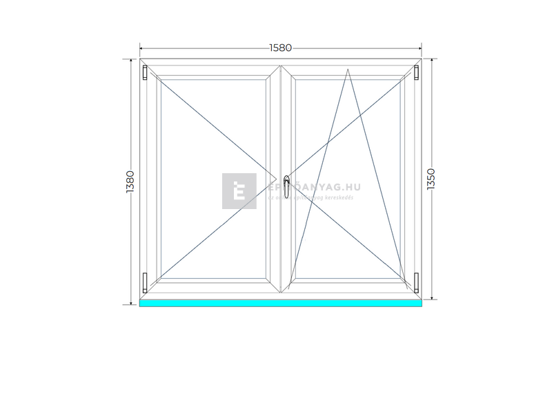 Königablak Veka 76 MD 2r üv NY-BNY 160x140 cm jobb fehér kétszárnyú váltószárnyas ablak