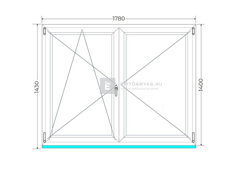 Königablak Veka 76 MD 2r üv NY-BNY 180x145 cm bal fehér kétszárnyú váltószárnyas ablak