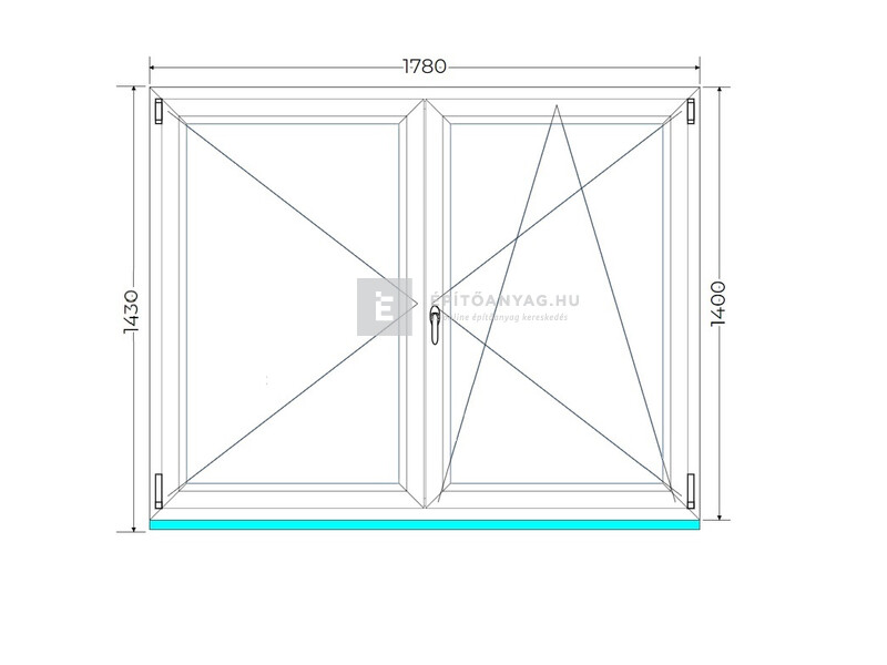 Königablak Veka 76 MD 2r üv NY-BNY 180x145 cm jobb fehér kétszárnyú váltószárnyas ablak