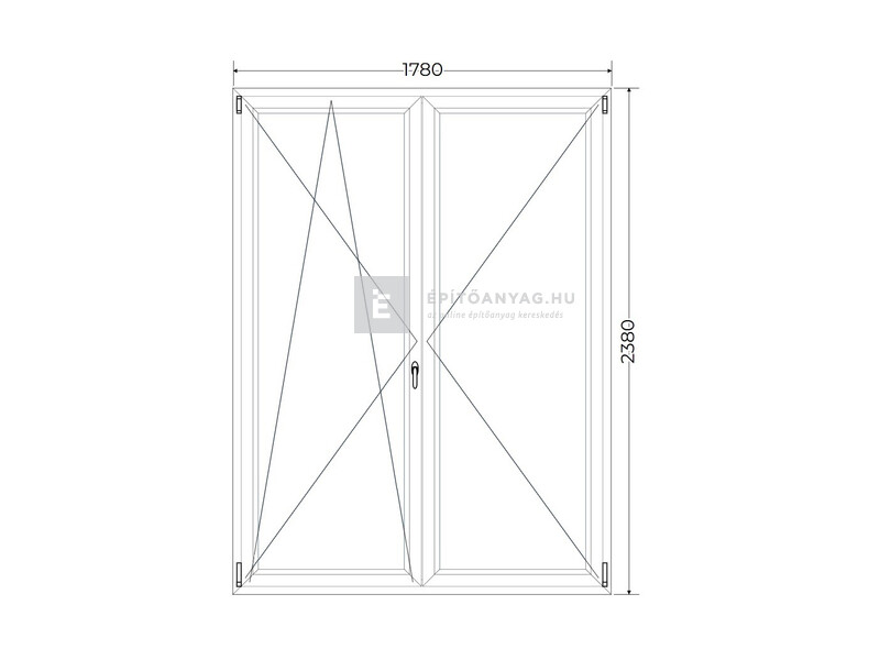 Königablak Veka 76 MD 2r üv NY-BNY 180x240 cm bal fehér kétszárnyú váltószárnyas erkélyajtó