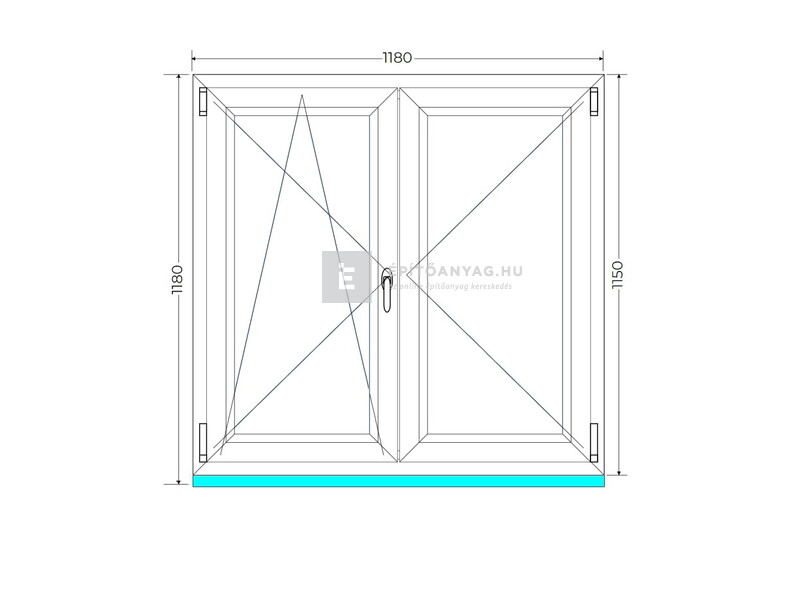 Königablak Veka 76 MD 3r üv NY-BNY 120x120 cm bal fehér kétszárnyú váltószárnyas ablak