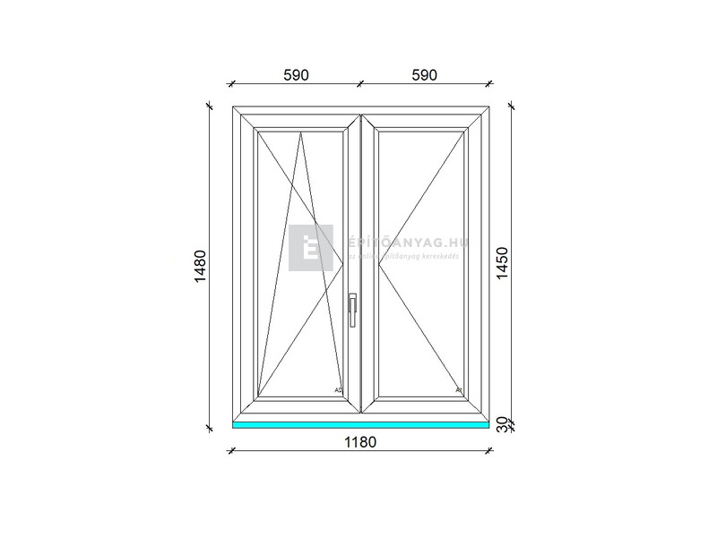 Königablak Veka 76 MD 3r üv NY-BNY 120x150 cm bal fehér kétszárnyú váltószárnyas ablak