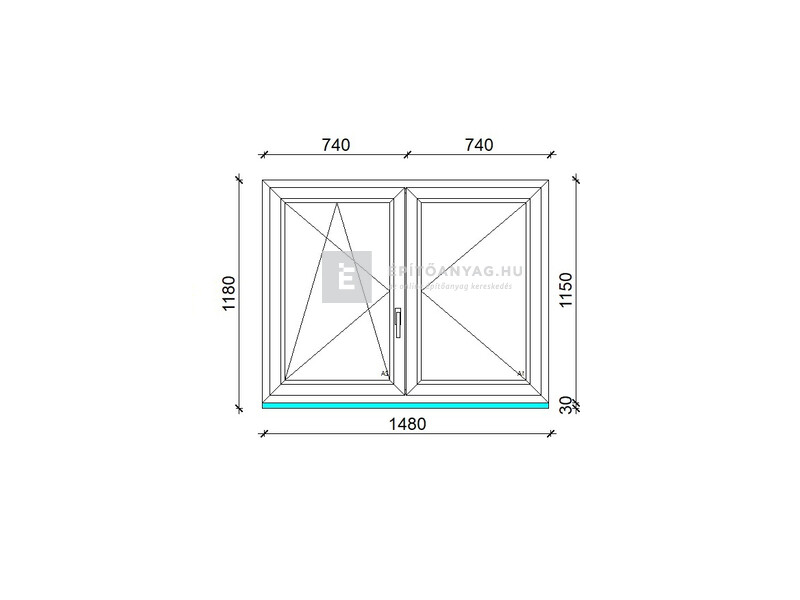 Königablak Veka 76 MD 3r üv NY-BNY 150x120 cm bal fehér kétszárnyú váltószárnyas ablak