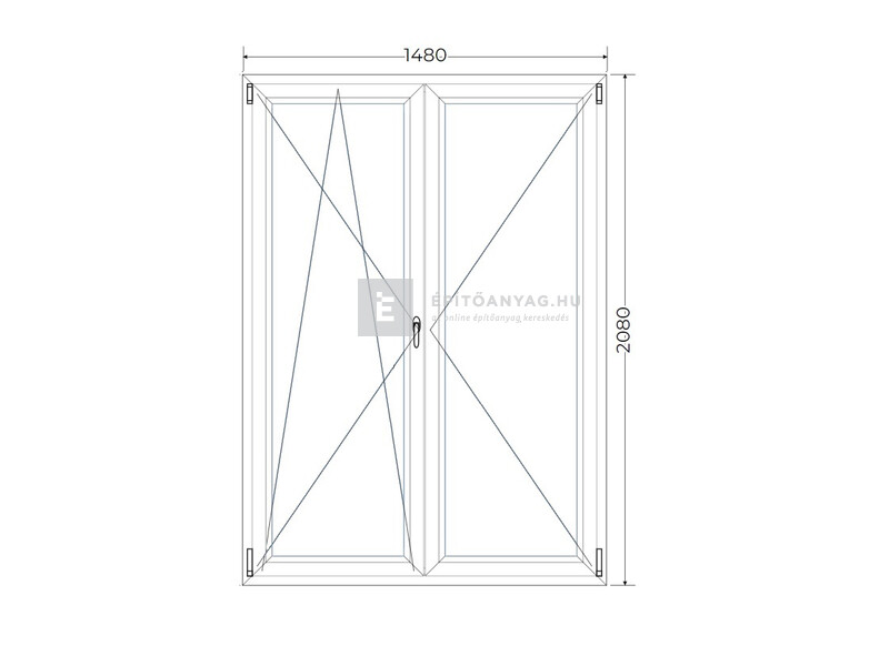 Königablak Veka 76 MD 3r üv NY-BNY 150x210 cm bal fehér kétszárnyú váltószárnyas erkélyajtó