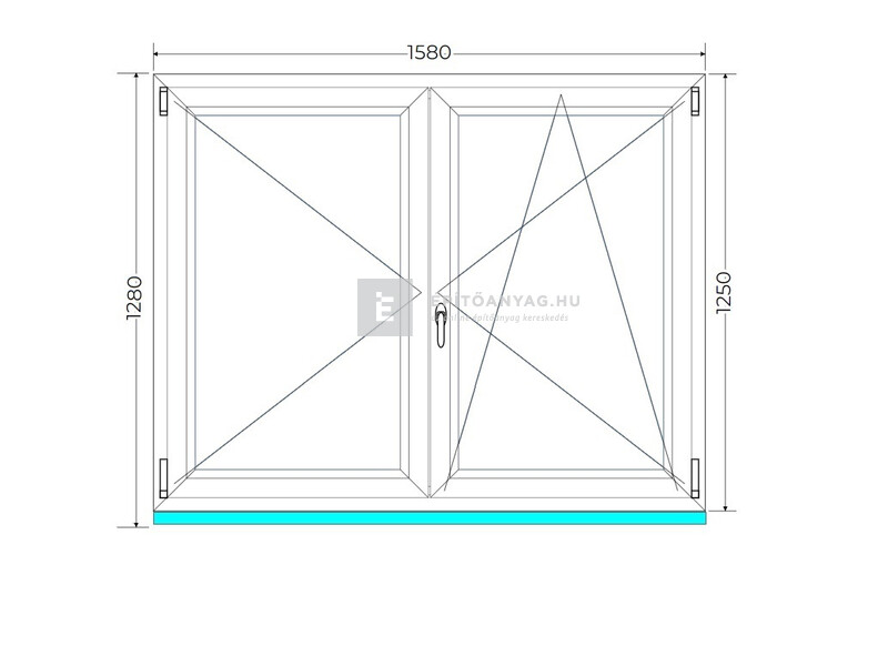 Königablak Veka 76 MD 3r üv NY-BNY 160x130 cm jobb fehér kétszárnyú váltószárnyas ablak