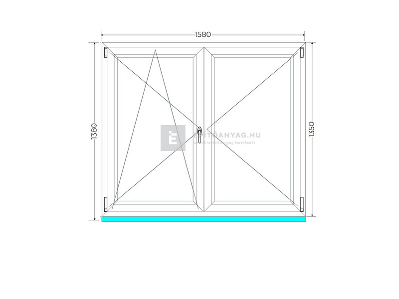 Königablak Veka 76 MD 3r üv NY-BNY 160x140 cm bal fehér kétszárnyú váltószárnyas ablak