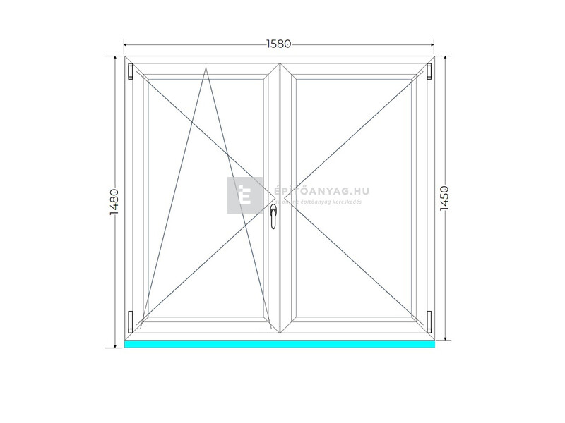 Königablak Veka 76 MD 3r üv NY-BNY 160x150 cm bal fehér kétszárnyú váltószárnyas ablak