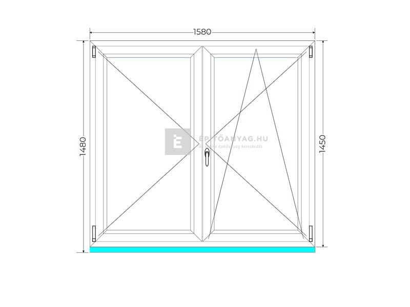 Königablak Veka 76 MD 3r üv NY-BNY 160x150 cm jobb fehér kétszárnyú váltószárnyas ablak