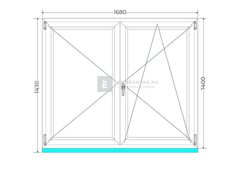 Königablak Veka 76 MD 3r üv NY-BNY 170x145 cm jobb fehér kétszárnyú váltószárnyas ablak