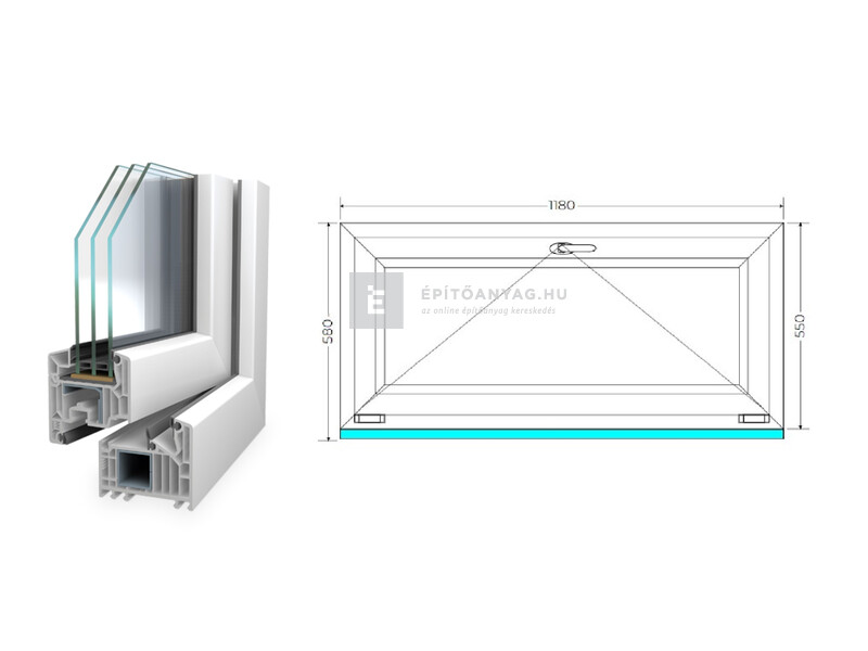 Königablak Veka 82 MD 3r üv B 120x60 cm fehér ablak