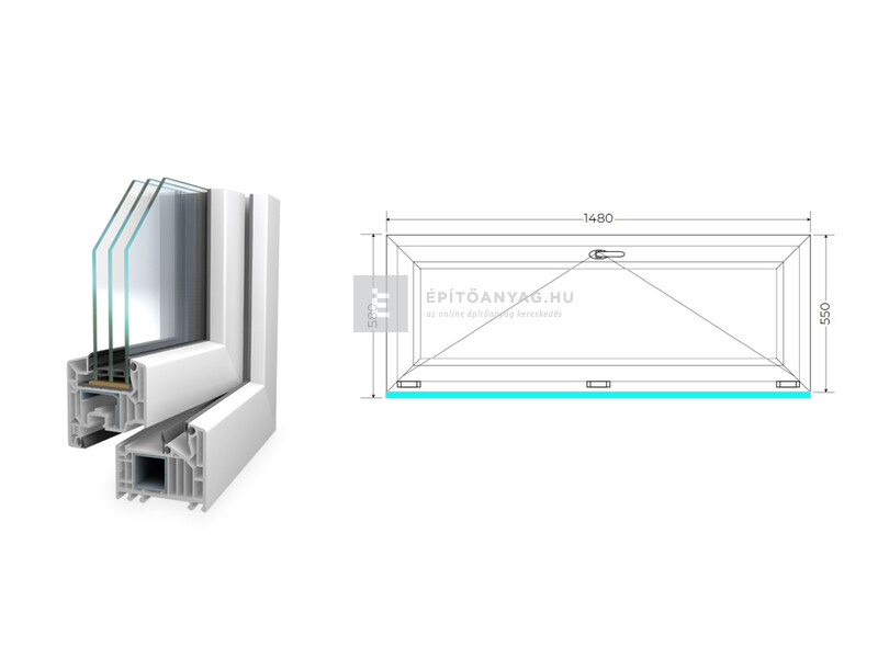 Königablak Veka 82 MD 3r üv B 150x60 cm fehér ablak