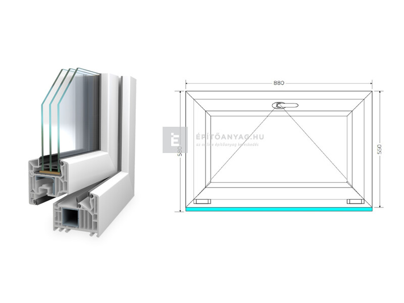 Königablak Veka 82 MD 3r üv B 90x60 cm fehér ablak