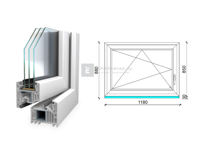 Königablak Veka 82 MD 3r üv BNY 120x90 cm bal fehér ablak