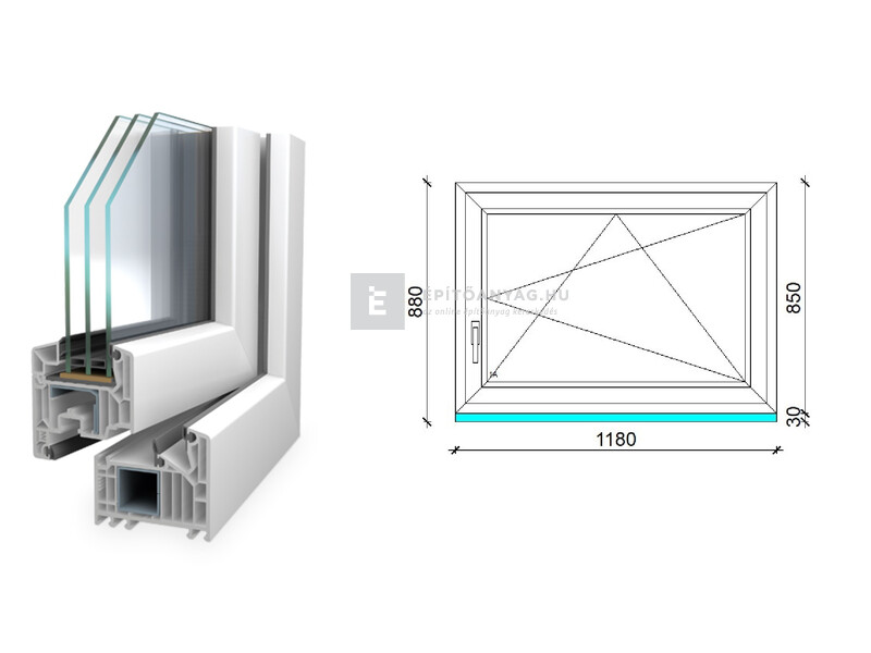 Königablak Veka 82 MD 3r üv BNY 120x90 cm jobb fehér ablak