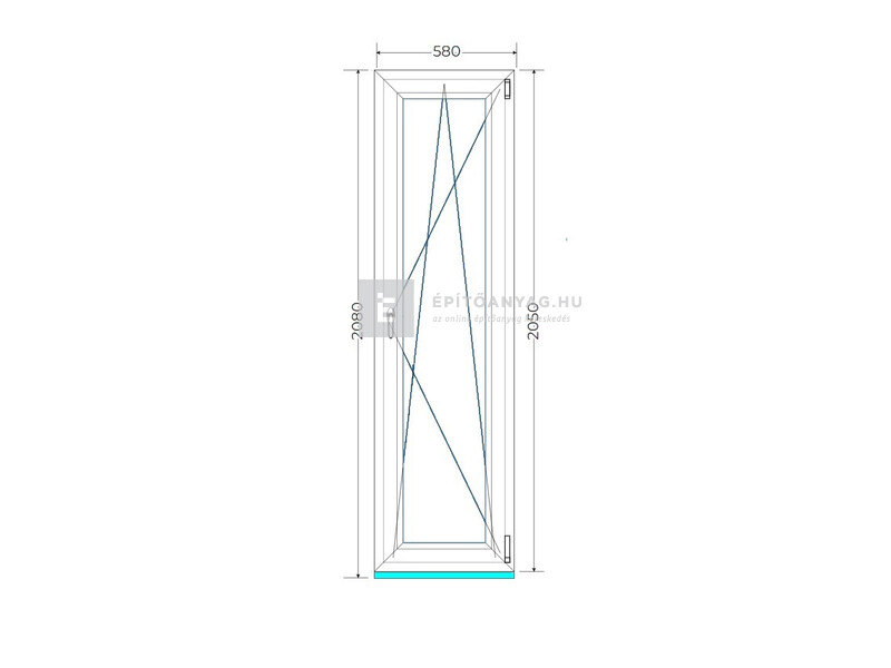 Königablak Veka 82 MD 3r üv BNY 60x210 cm jobb fehér ablak