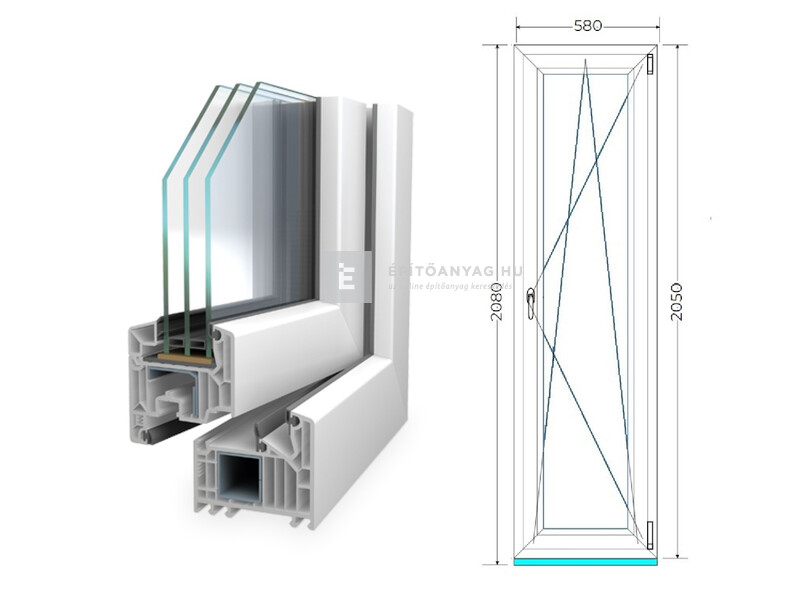 Königablak Veka 82 MD 3r üv BNY 60x210 cm jobb fehér ablak