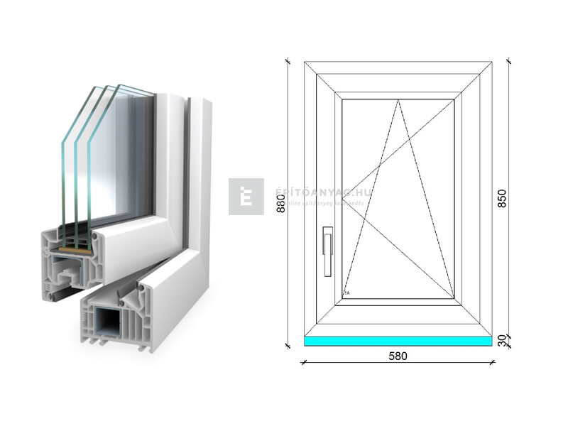 Königablak Veka 82 MD 3r üv BNY 60x90 cm jobb fehér ablak