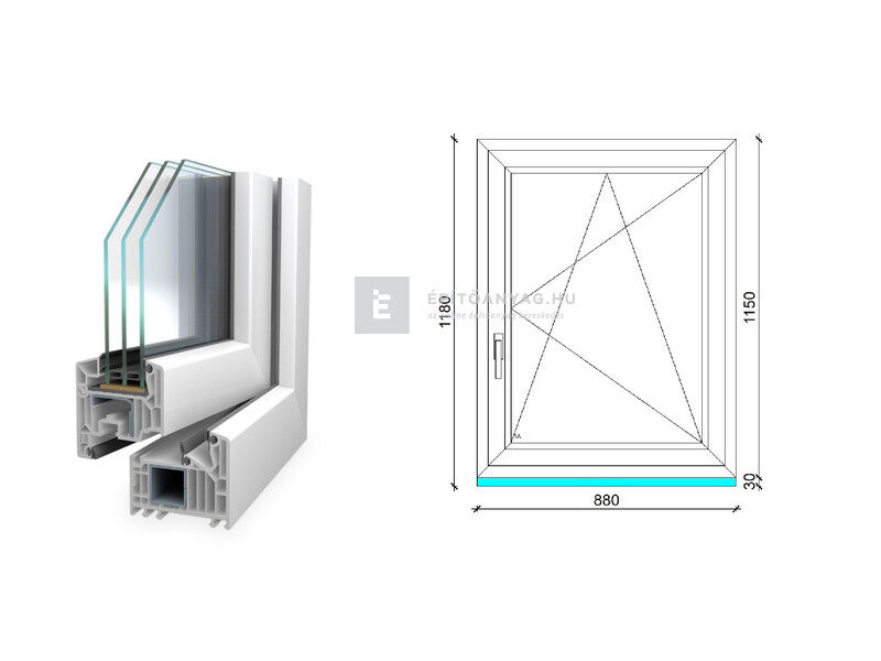 Königablak Veka 82 MD 3r üv BNY 90x120 cm jobb fehér ablak