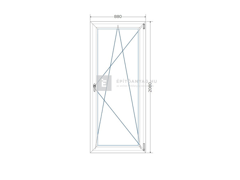 Königablak Veka 82 MD 3r üv BNY 90x210 cm jobb fehér erkélyajtó