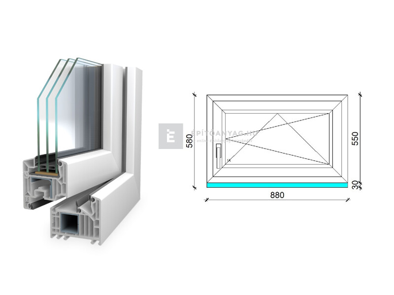 Königablak Veka 82 MD 3r üv BNY 90x60 cm jobb fehér ablak