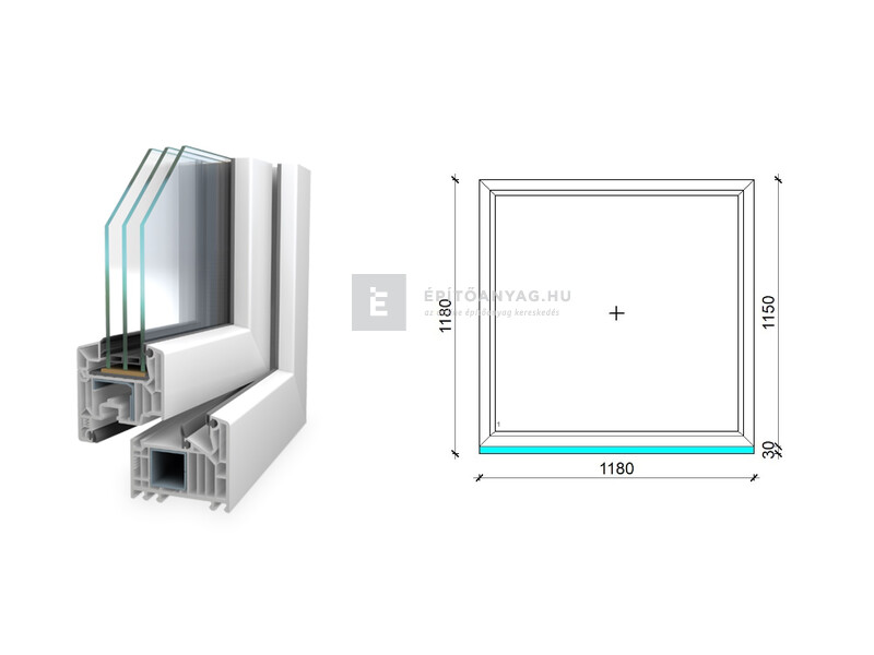 Königablak Veka 82 MD 3r üv FIX 120x120 cm fehér ablak