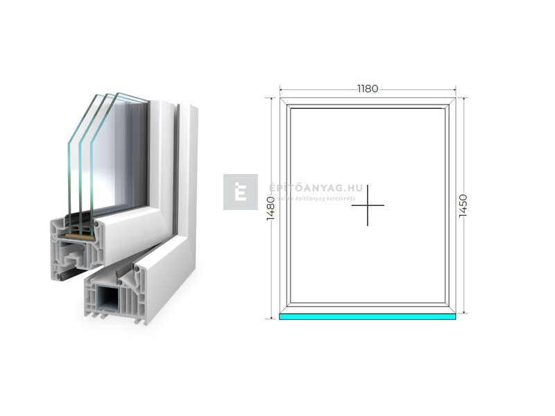 Königablak Veka 82 MD 3r üv FIX 120x150 cm fehér ablak