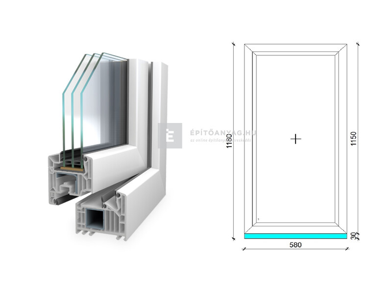 Königablak Veka 82 MD 3r üv FIX 60x120 cm fehér ablak