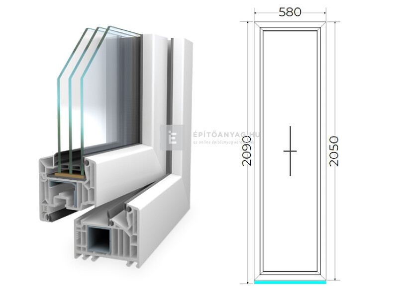 Königablak Veka 82 MD 3r üv FIX 60x210 cm fehér ablak