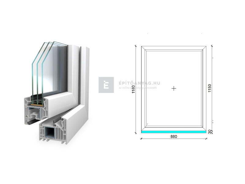 Königablak Veka 82 MD 3r üv FIX 90x120 cm fehér ablak