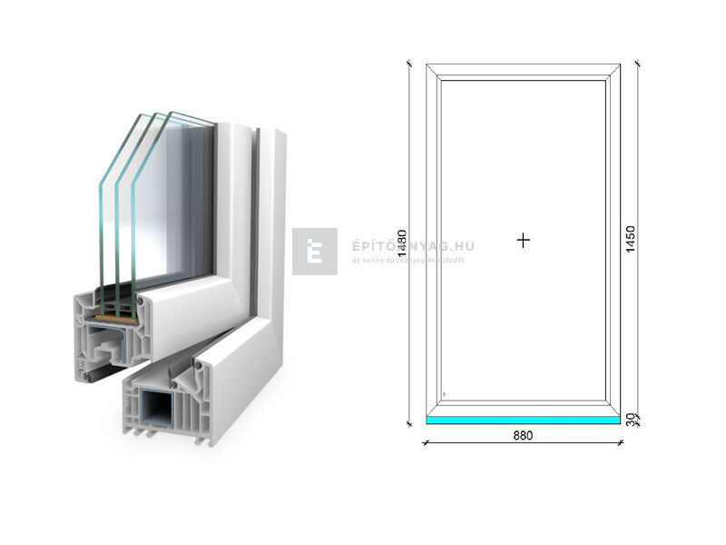 Königablak Veka 82 MD 3r üv FIX 90x150 cm fehér ablak