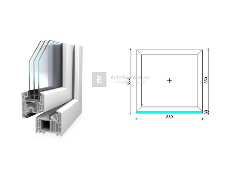 Königablak Veka 82 MD 3r üv FIX 90x90 cm fehér ablak