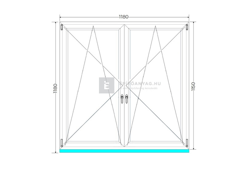 Königablak Veka 82 MD 3r üv BNY-BNY 120x120 cm fehér kétszárnyú tokosztott ablak