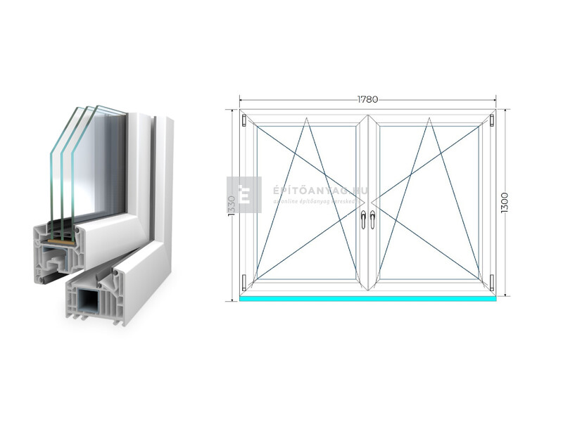 Königablak Veka 82 MD 3r üv BNY-BNY 180x135 cm fehér kétszárnyú tokosztott ablak