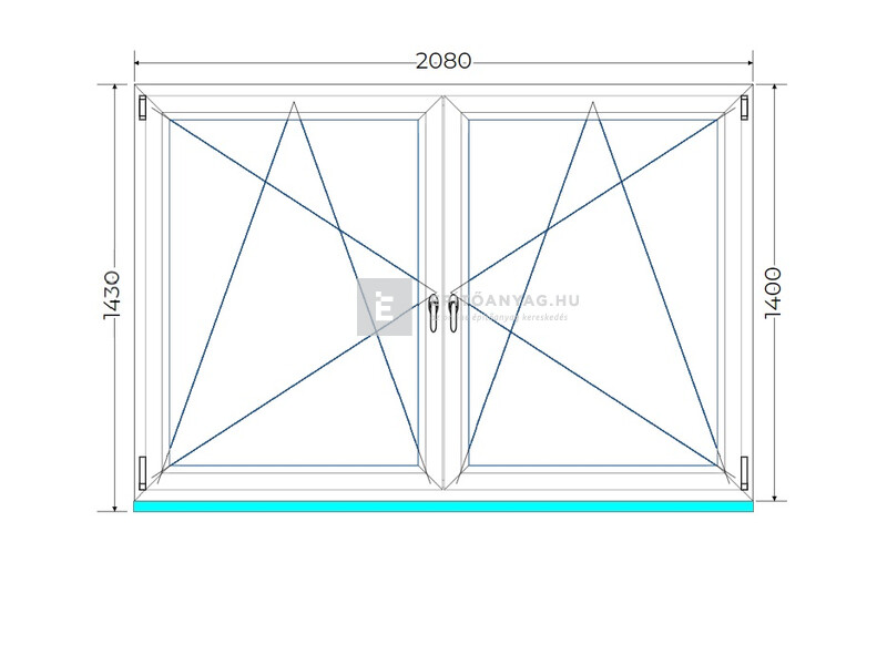 Königablak Veka 82 MD 3r üv BNY-BNY 210x145 cm fehér kétszárnyú tokosztott ablak