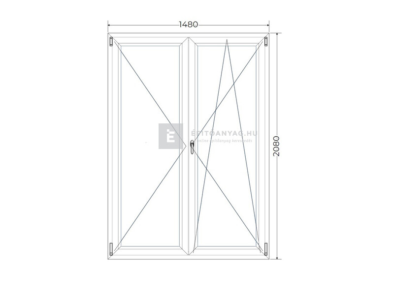 Königablak Veka 82 MD 3r üv NY-BNY 150x210 cm jobb fehér kétszárnyú váltószárnyas erkélyajtó