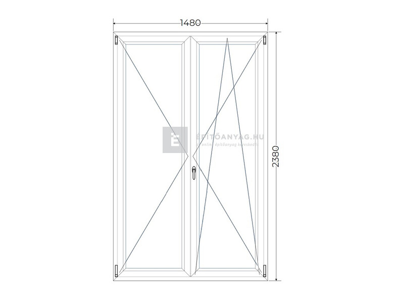 Königablak Veka 82 MD 3r üv NY-BNY 150x240 cm jobb fehér kétszárnyú váltószárnyas erkélyajtó