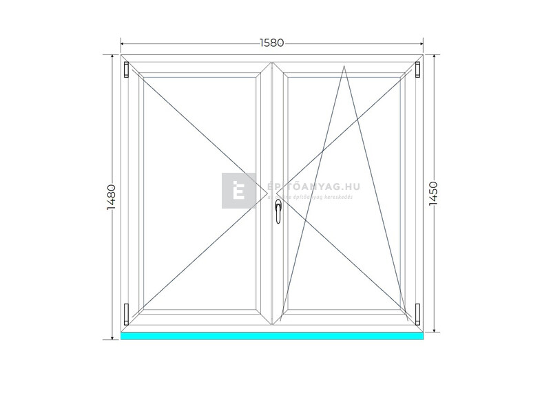 Königablak Veka 82 MD 3r üv NY-BNY 160x150 cm jobb fehér kétszárnyú váltószárnyas ablak