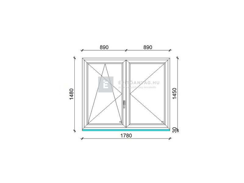 Königablak Veka 82 MD 3r üv NY-BNY 180x150 cm bal fehér kétszárnyú váltószárnyas ablak