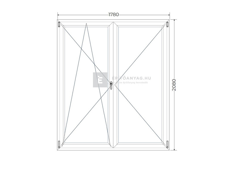 Königablak Veka 82 MD 3r üv NY-BNY 180x210 cm bal fehér kétszárnyú váltószárnyas erkélyajtó