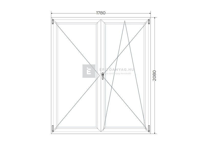 Königablak Veka 82 MD 3r üv NY-BNY 180x210 cm jobb fehér kétszárnyú váltószárnyas erkélyajtó