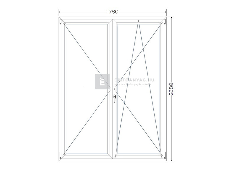 Königablak Veka 82 MD 3r üv NY-BNY 180x240 cm jobb fehér kétszárnyú váltószárnyas erkélyajtó
