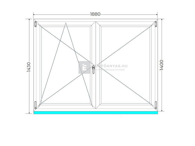 Königablak Veka 82 MD 3r üv NY-BNY 190x145 cm bal fehér kétszárnyú váltószárnyas ablak