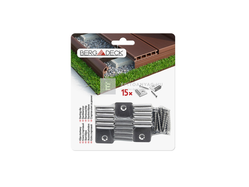 Márkamix Bergdeck WPC start klipsz csomag, 15 db start klipsz+rozsdamentes csavar