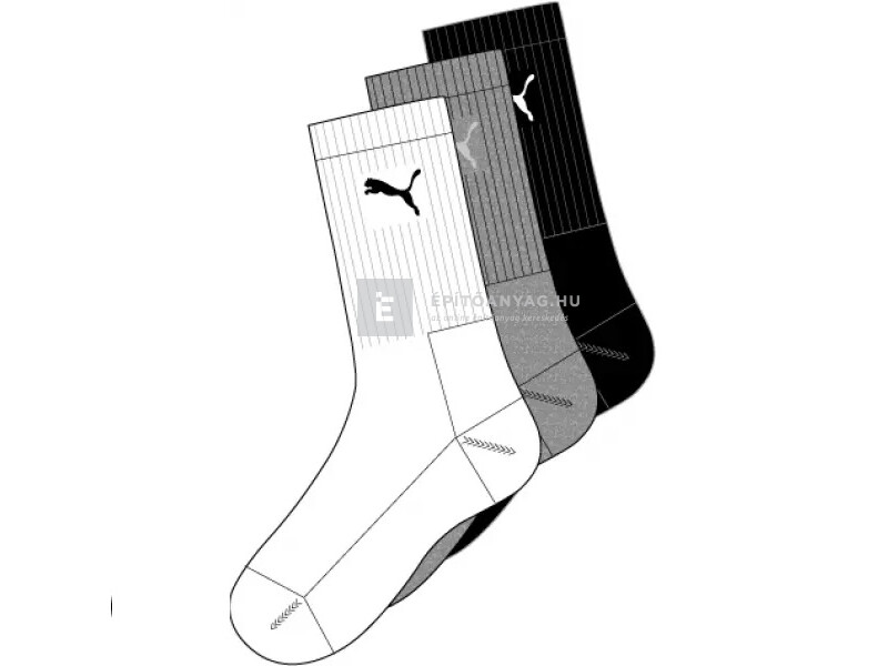 Magic Tools Puma sport zokni 3 pár/csomag 35-38 fehér/szürke/fekete