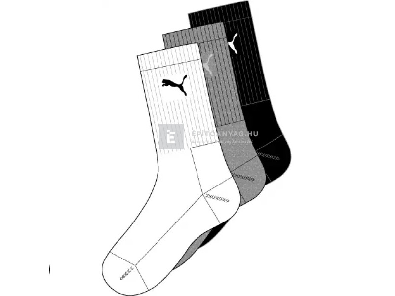 Magic Tools Puma sport zokni 3 pár/csomag 43-46 fehér/szürke/fekete
