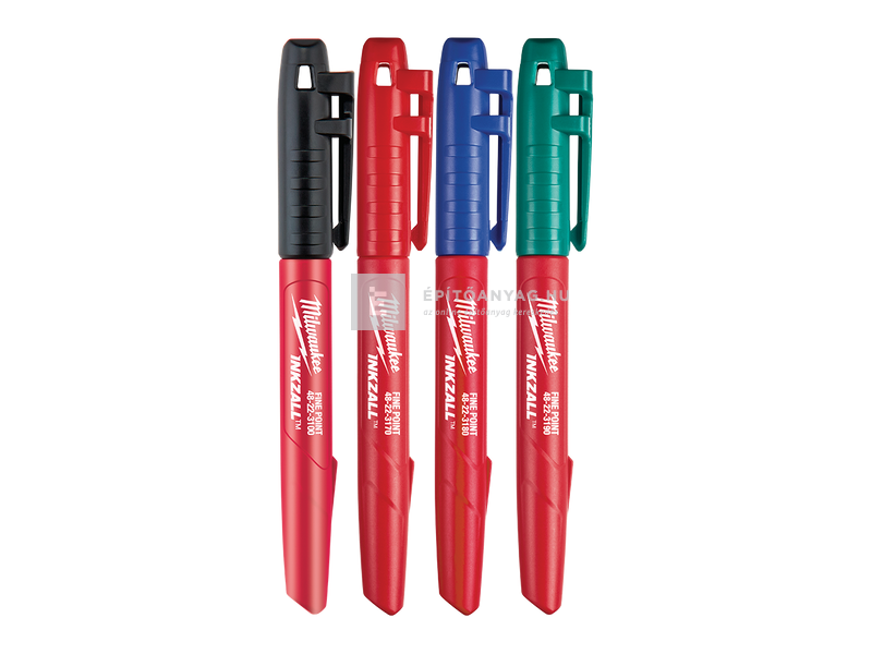 Milwaukee Inkzall jelölő filc vékony tartós hegyű (4 darabos kiszerelés, kék, piros, zöld és feke