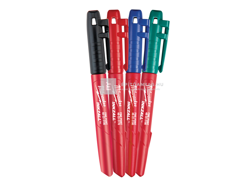 Milwaukee Inkzall jelölő filc vékony tartós hegyű (4 darabos kiszerelés, kék, piros, zöld és feke