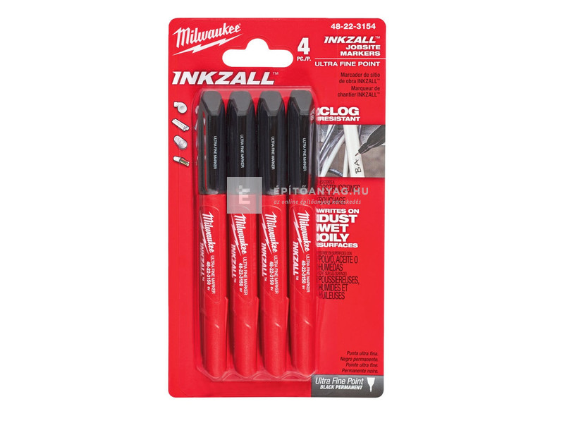 Milwaukee Inkzall jelölő filc fekete 0,6 mm-es hegy (4 darabos kiszerelés)